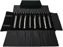 Load image into Gallery viewer, Luxury Black Diamond Jewelry Organizer Roll with Snap Closure - Travel Essential