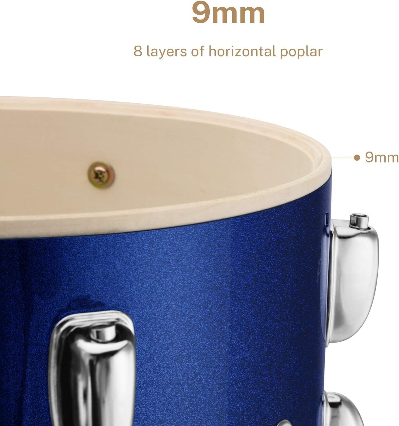 Complete 22-Inch Adult Beginner Drum Set with Bass Pedal and Adjustable Stool