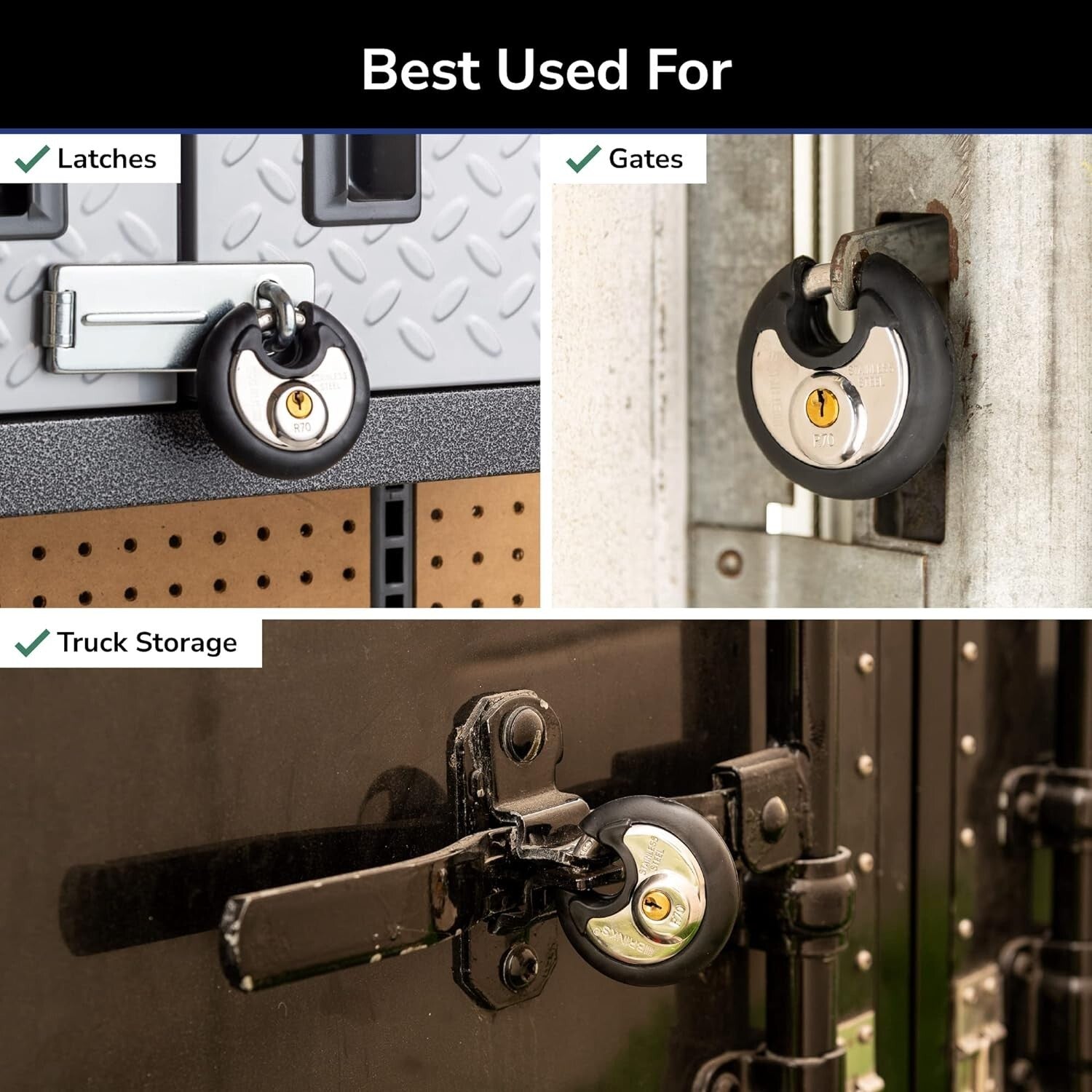 70mm Heavy Duty Security Padlocks with Keys - Cut Resistant & Scratch-Proof