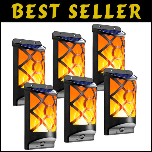 Realistic 3D Flickering Solar Flame Lights - 66 LEDs Outdoor Wall Lanterns