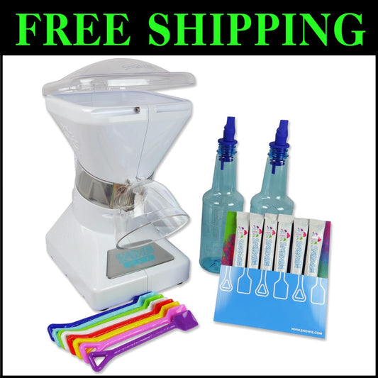 Sleek White Little Max Snow Cone Machine - Heavy-Duty 18/8 Stainless Steel