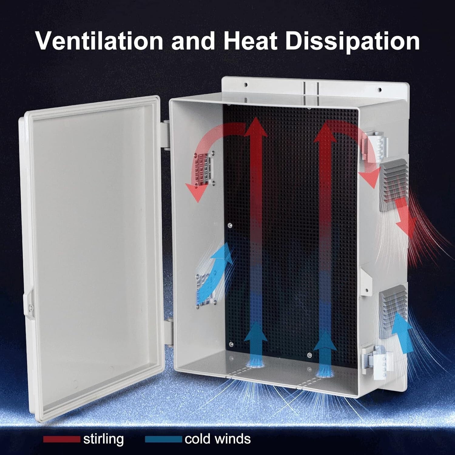 Large Outdoor Electrical Junction Box with Rainproof Louvers & Safety Lock Holes