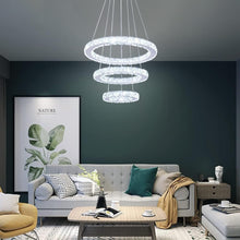 Load image into Gallery viewer, Luxury Adjustable 3-Ring LED Pendant Light - Crystal Round Ceiling Fixture
