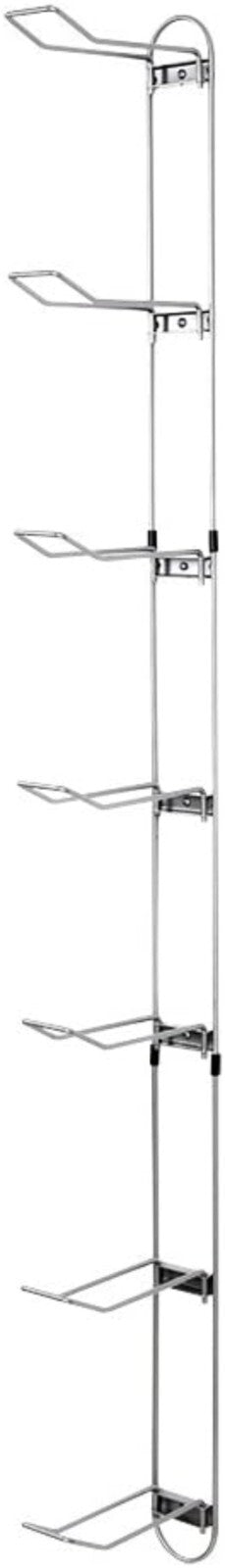 Space-Saving Silver 7-Ball Sports Rack for Efficient Garage Organization