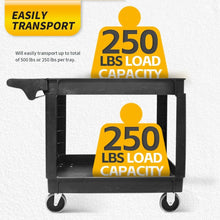 Load image into Gallery viewer, Heavy-Duty 500-lb Utility Service Cart - Two Trays &amp; Swivel Wheels, 30"x17"