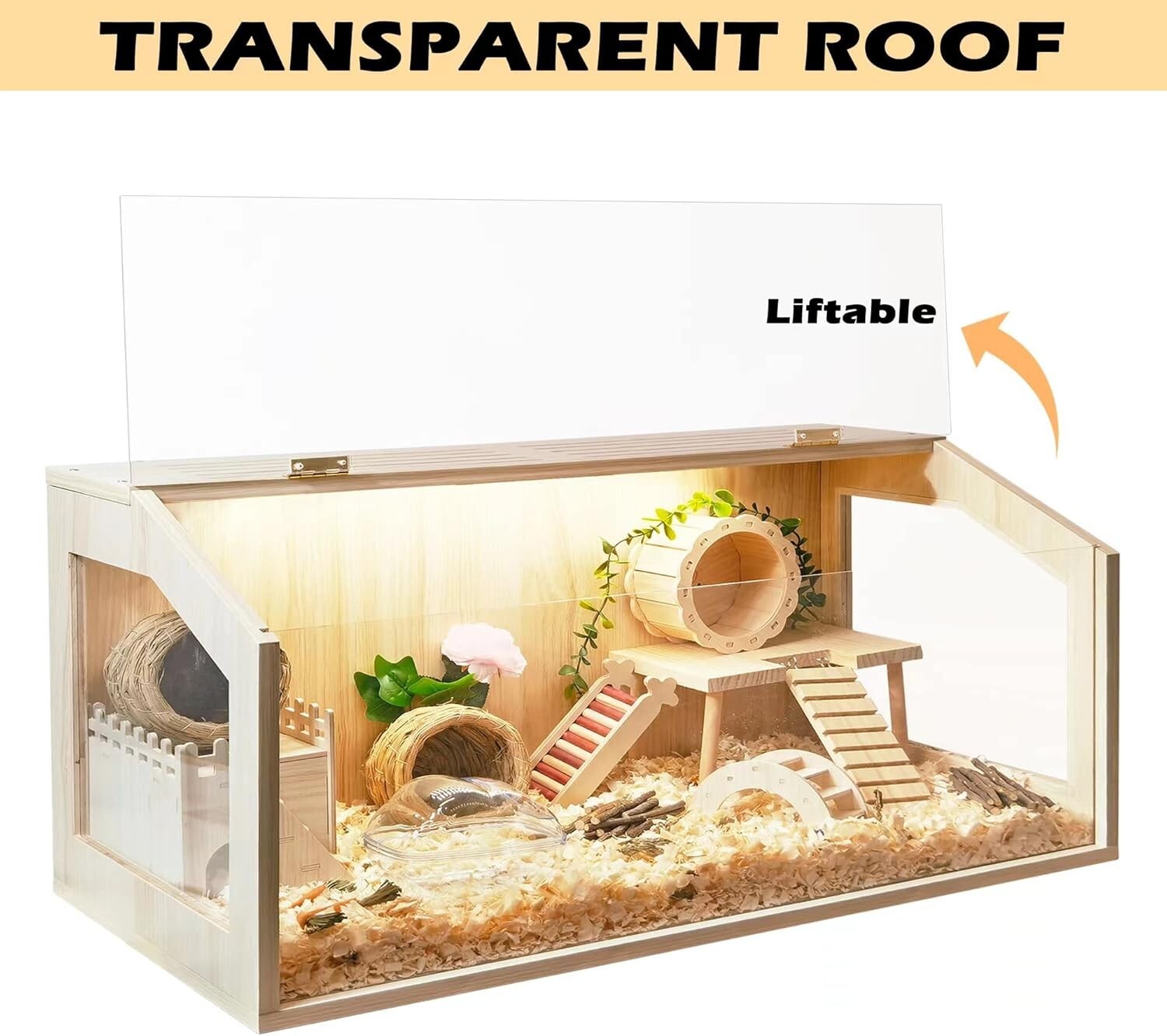 Premium Durable Wood Cage for Hamsters & Small Pets - Ventilated & Easy Clean