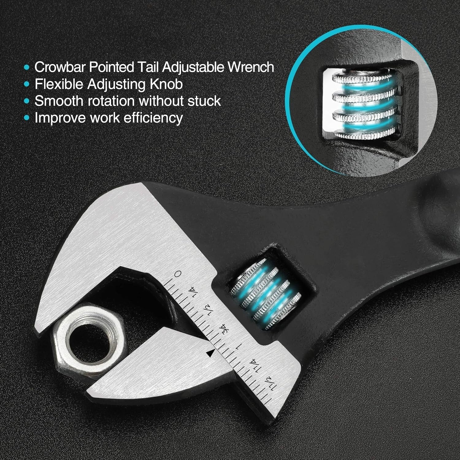 Professional 3-Piece Adjustable Wrench Set with Black Oxide & Heavy-Duty Handle