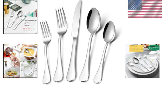 Elegant 20-Piece Stainless Steel Flatware Set for 4 - Mirror Polished & Rust ...