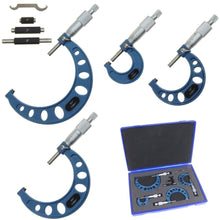 Load image into Gallery viewer, 0-4" Outside Micrometer Set with Carbide Tips &amp; Ratchet Handle for Precision
