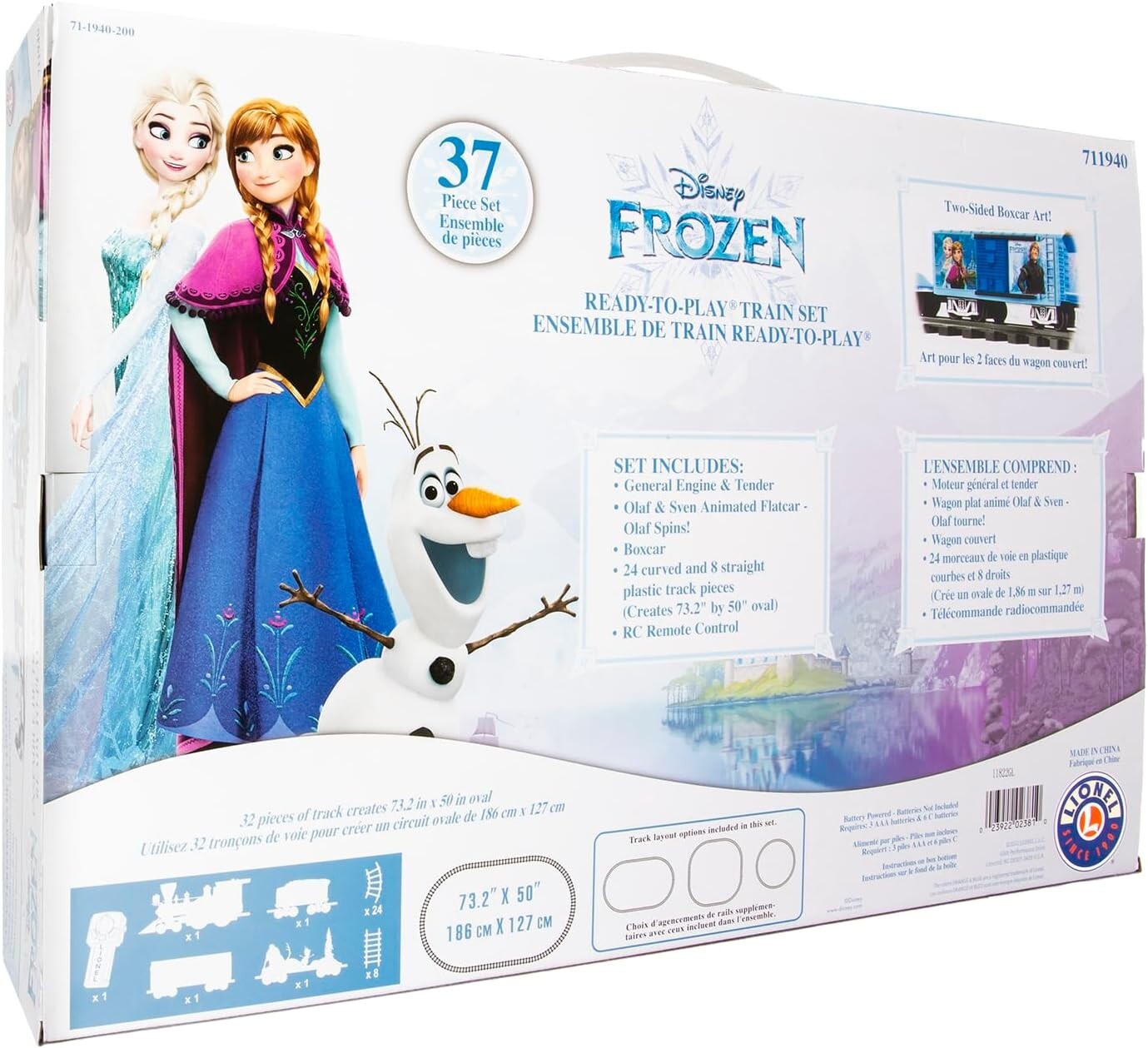 Disney Frozen Battery-Powered Model Train Set with Remote Control - 50x73 Track