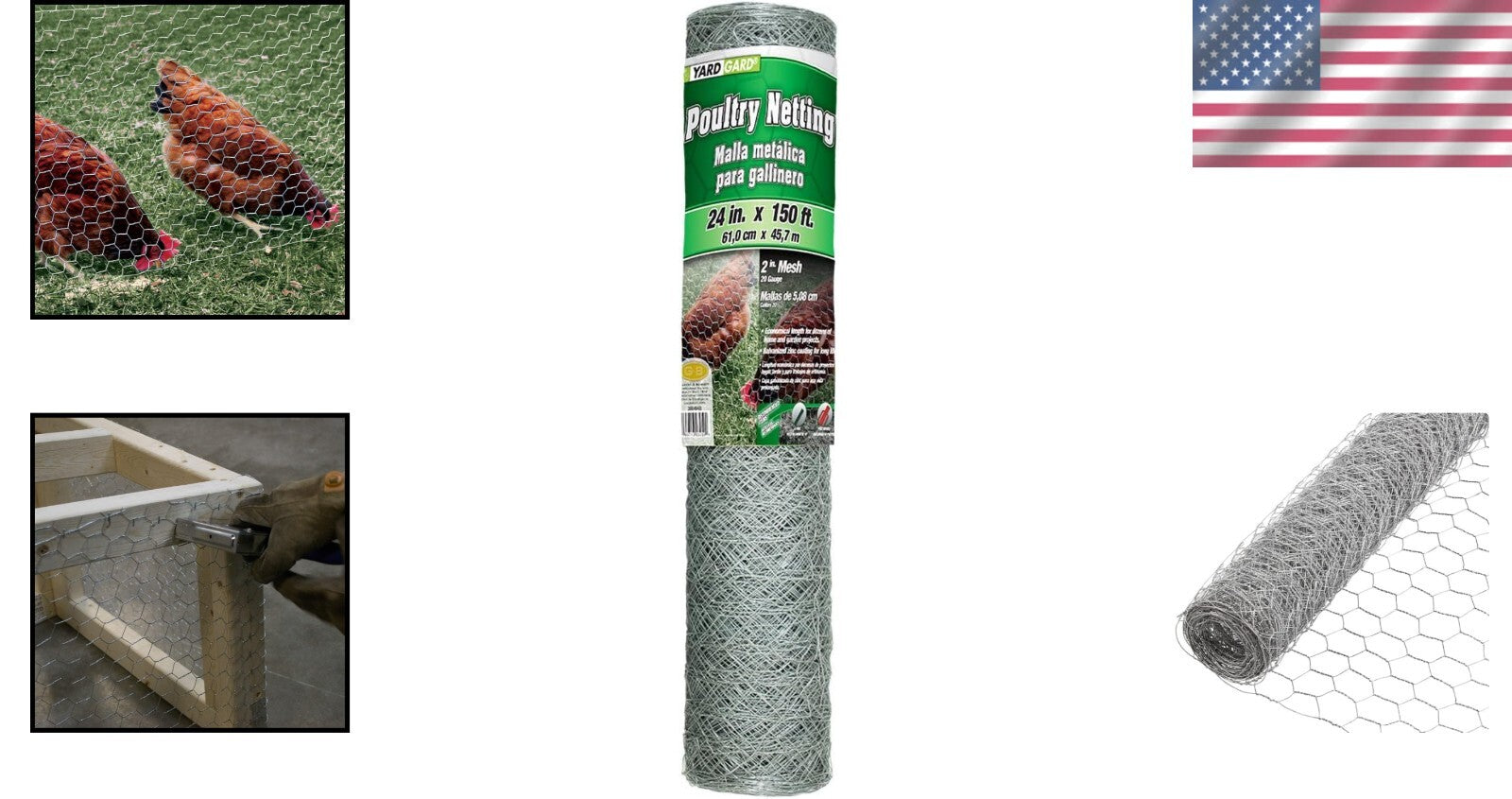 Durable Galvanized Chicken Wire 24" x 150" - Versatile Garden & Poultry Fencing