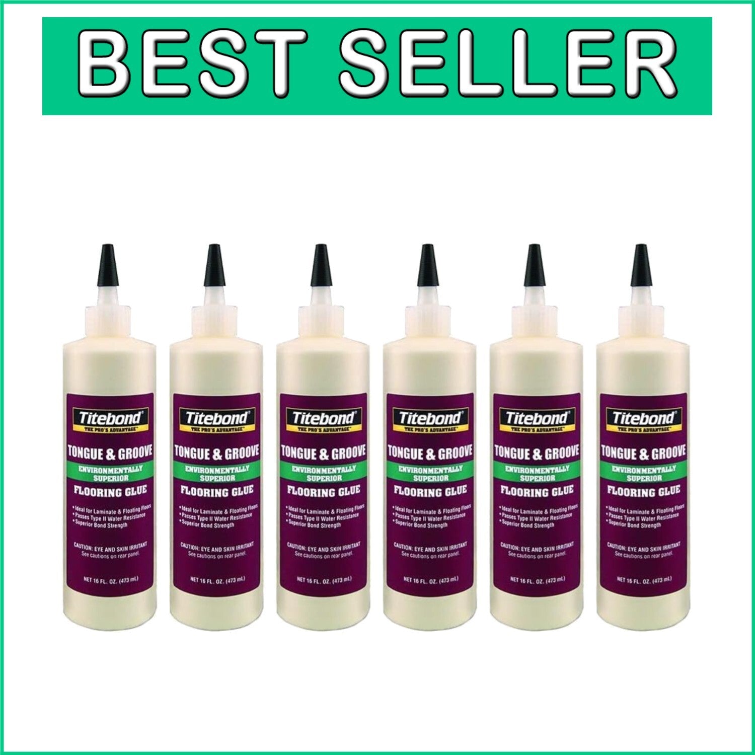 6 Bottles of Titebond Tongue & Groove Flooring Glue - Water Resistant Bonding