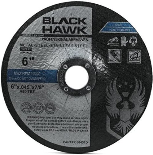 Coarse Grit Depressed Center 6” Cut Off Wheels - 25 Discs for Angle Grinders