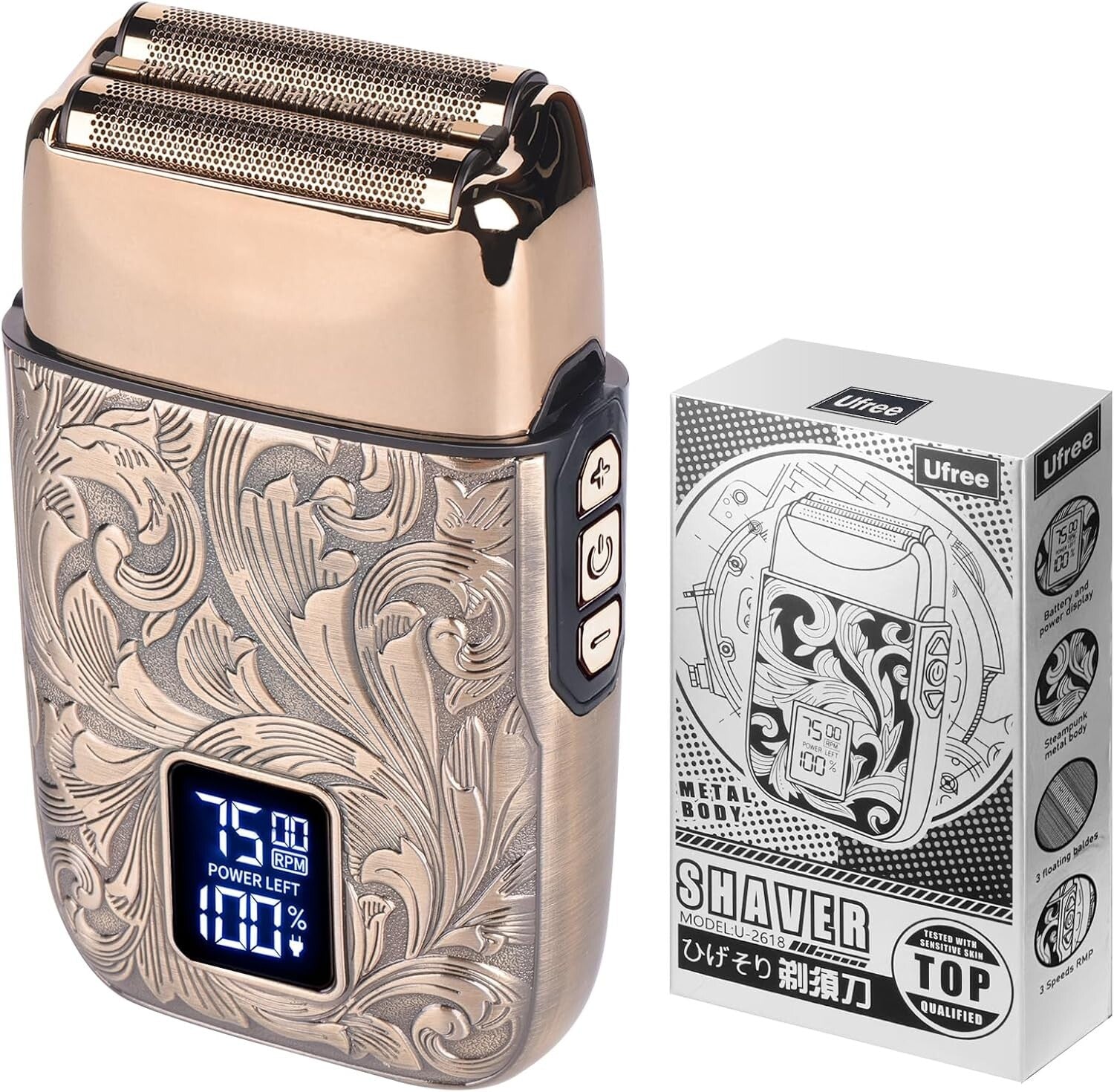 Sleek Electric Shaving Razor with LCD & Protective Sleeve - Perfect Gift for Men