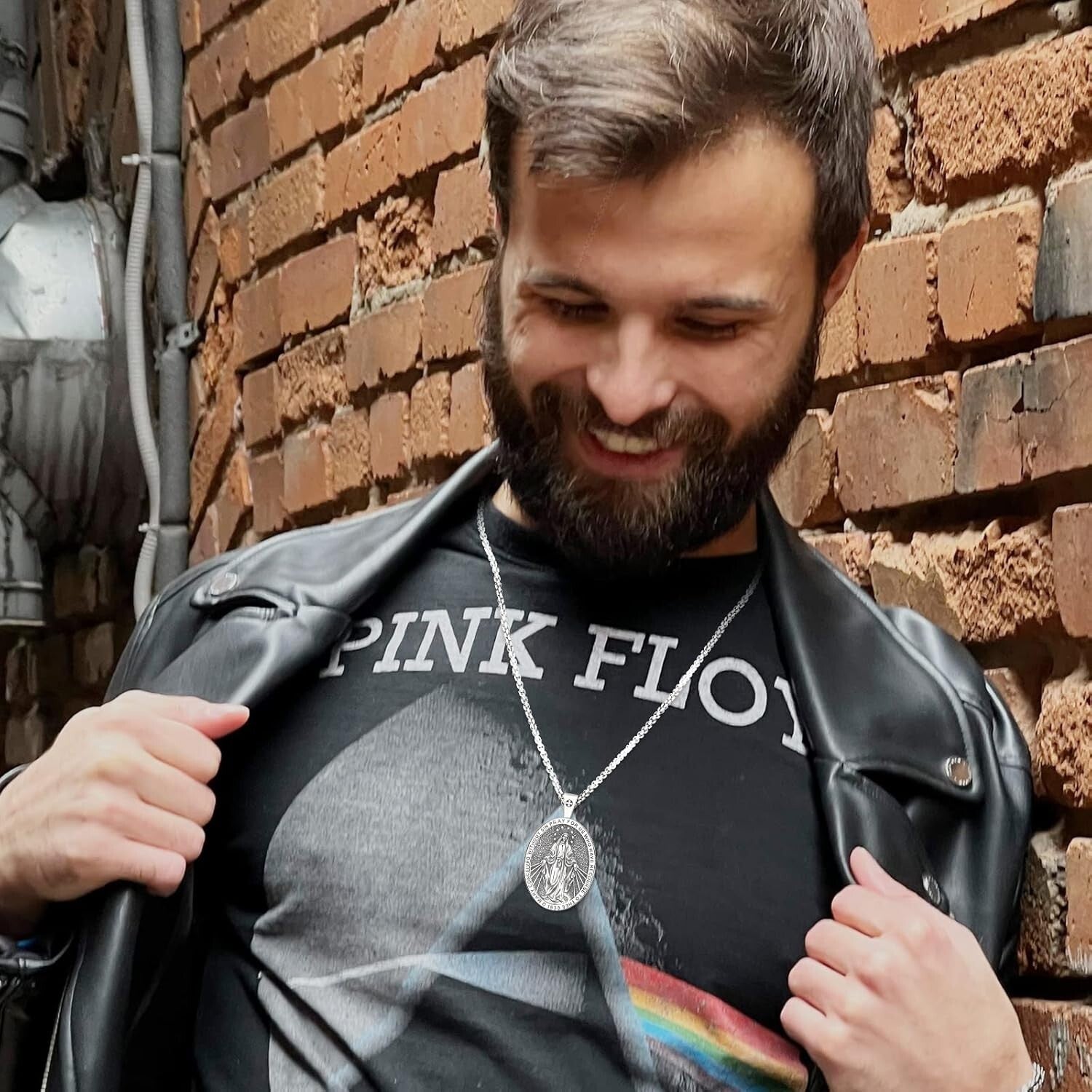 Two-Sided Miraculous Medal Pendant - Elegant Sterling Silver for Men & Women