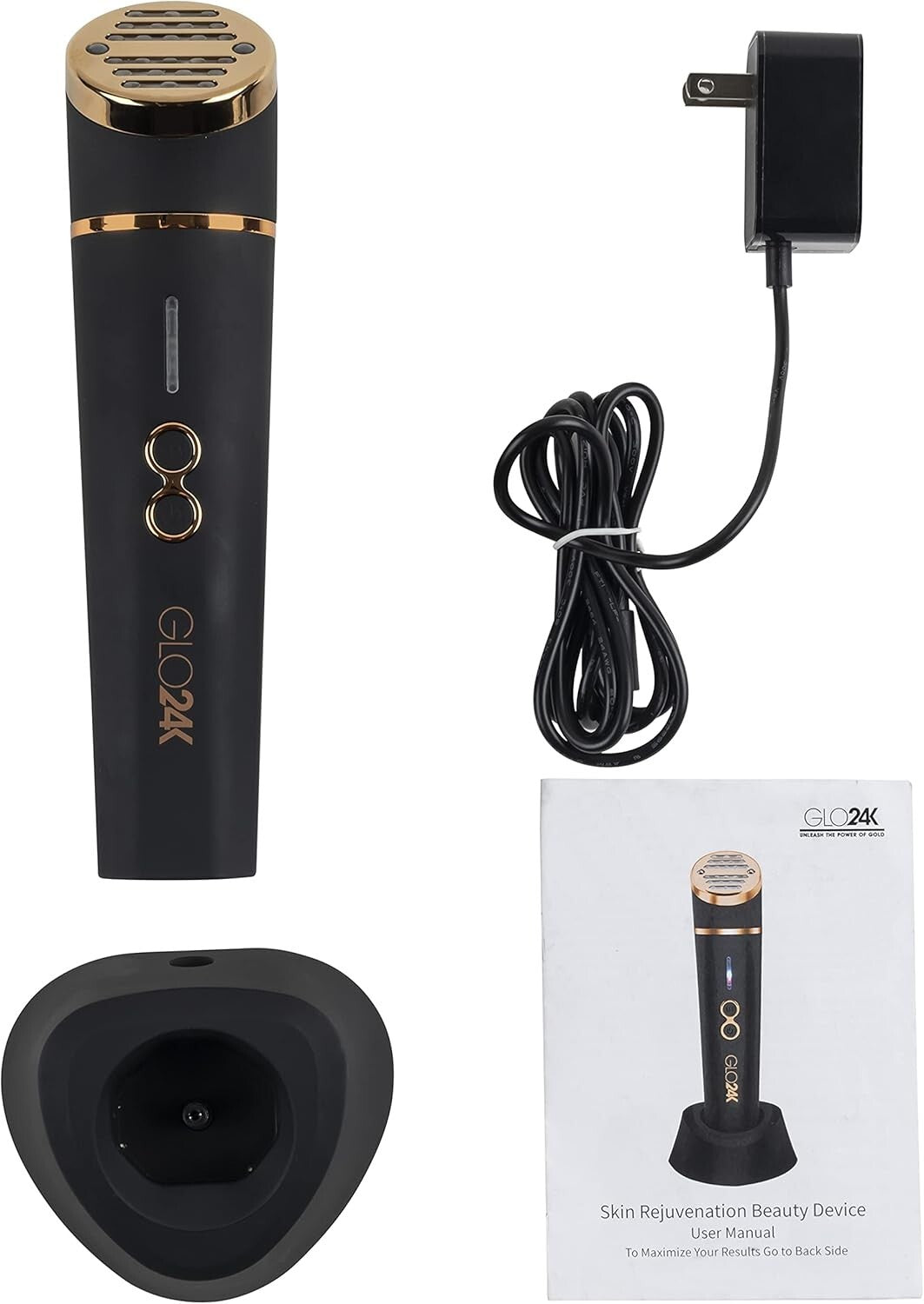 Versatile Glo24k Facial Beauty Device with LED, Thermal, and Vibration Features