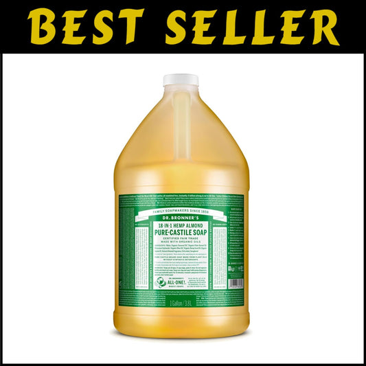 Concentrated Almond Liquid Soap - 1 Gallon of Organic, Vegan, Multi-Use Cleaner