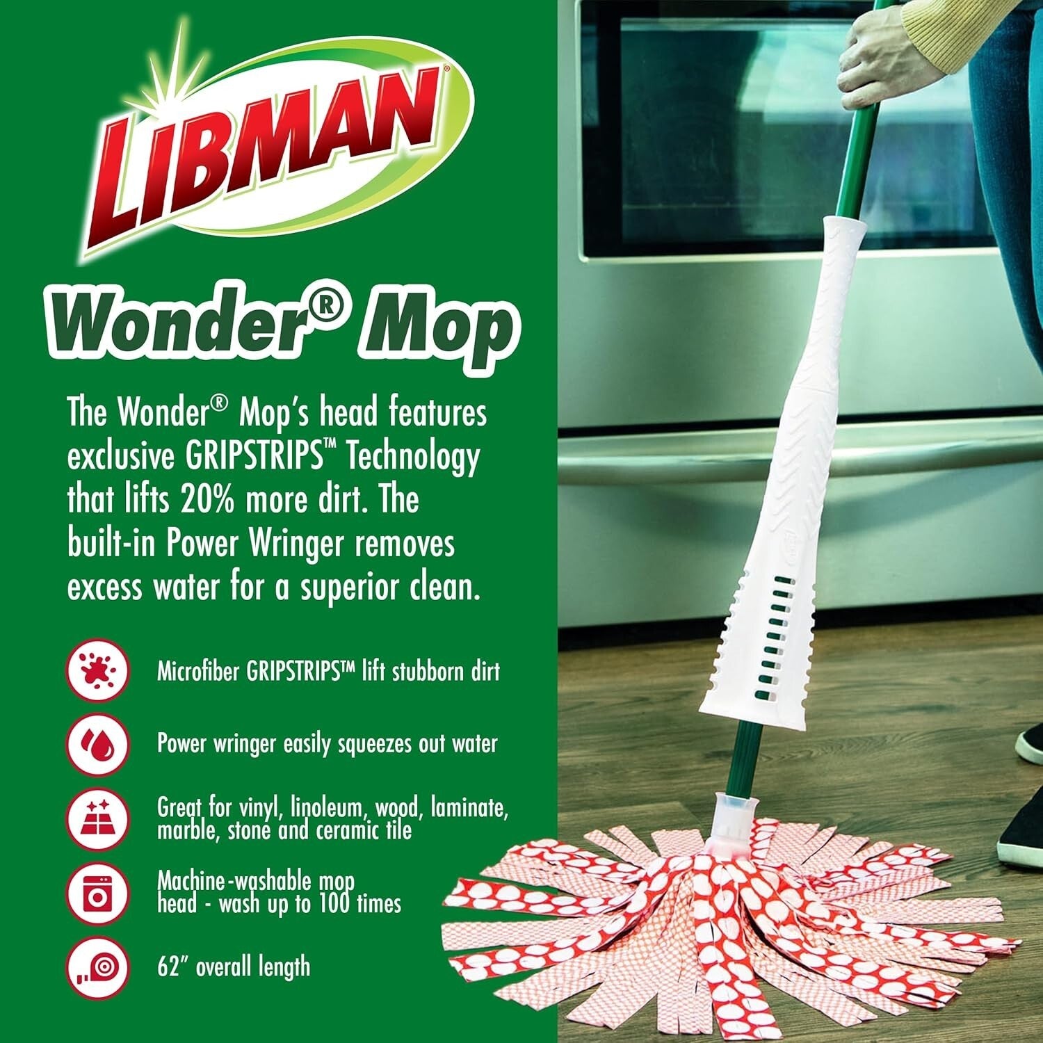 Eco-Friendly Wonder Mop Duo with Easy Wring & 3 Replacement Heads Included