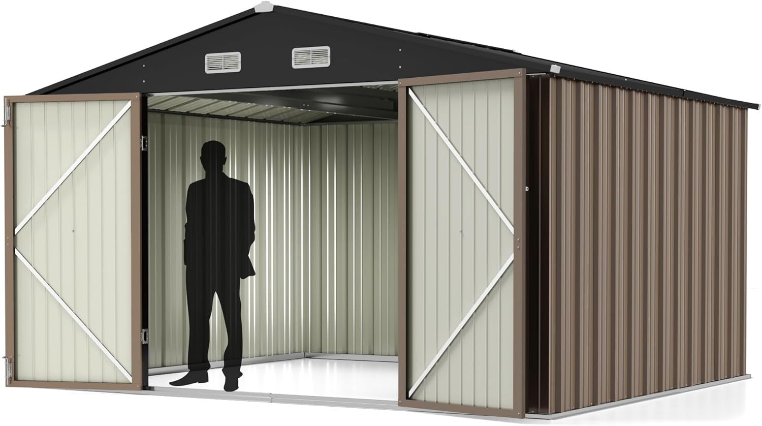 Durable 10' x 8' Utility Tool Shed - Weather-Resistant with Sloped Roof Design