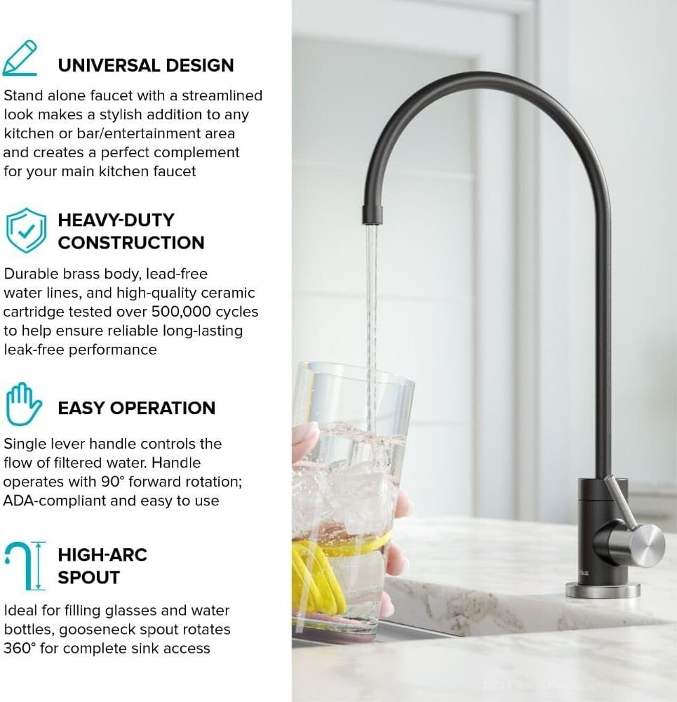 Durable Spot-Free Stainless Steel Drinking Water Faucet - Purita High-Arc Design