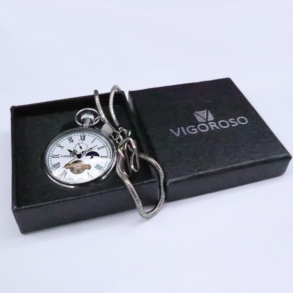 Designer Men's Vintage Pocket Watch - Copper Mechanical Movement with Tourbillon