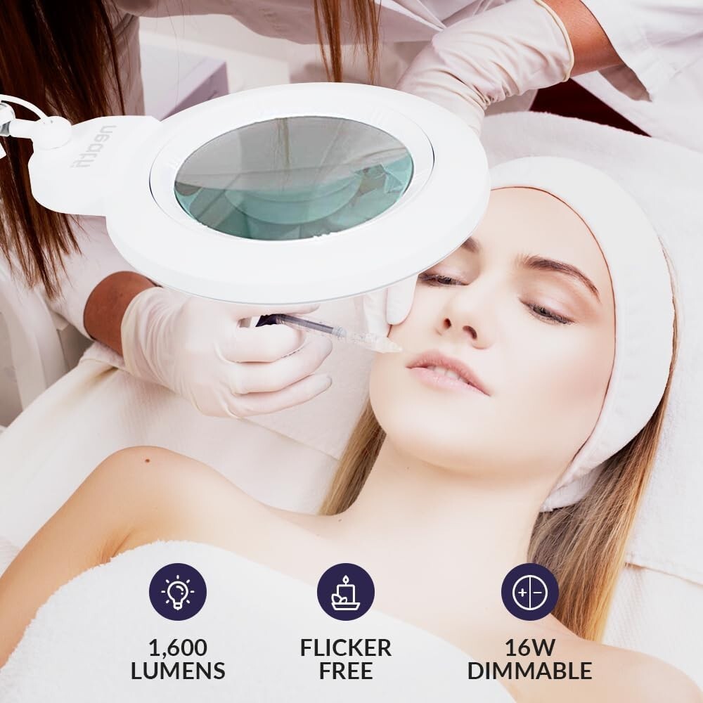 Portable LED Magnifying Lamp with Clamp - 5D/20D Magnification & Dimmable Light