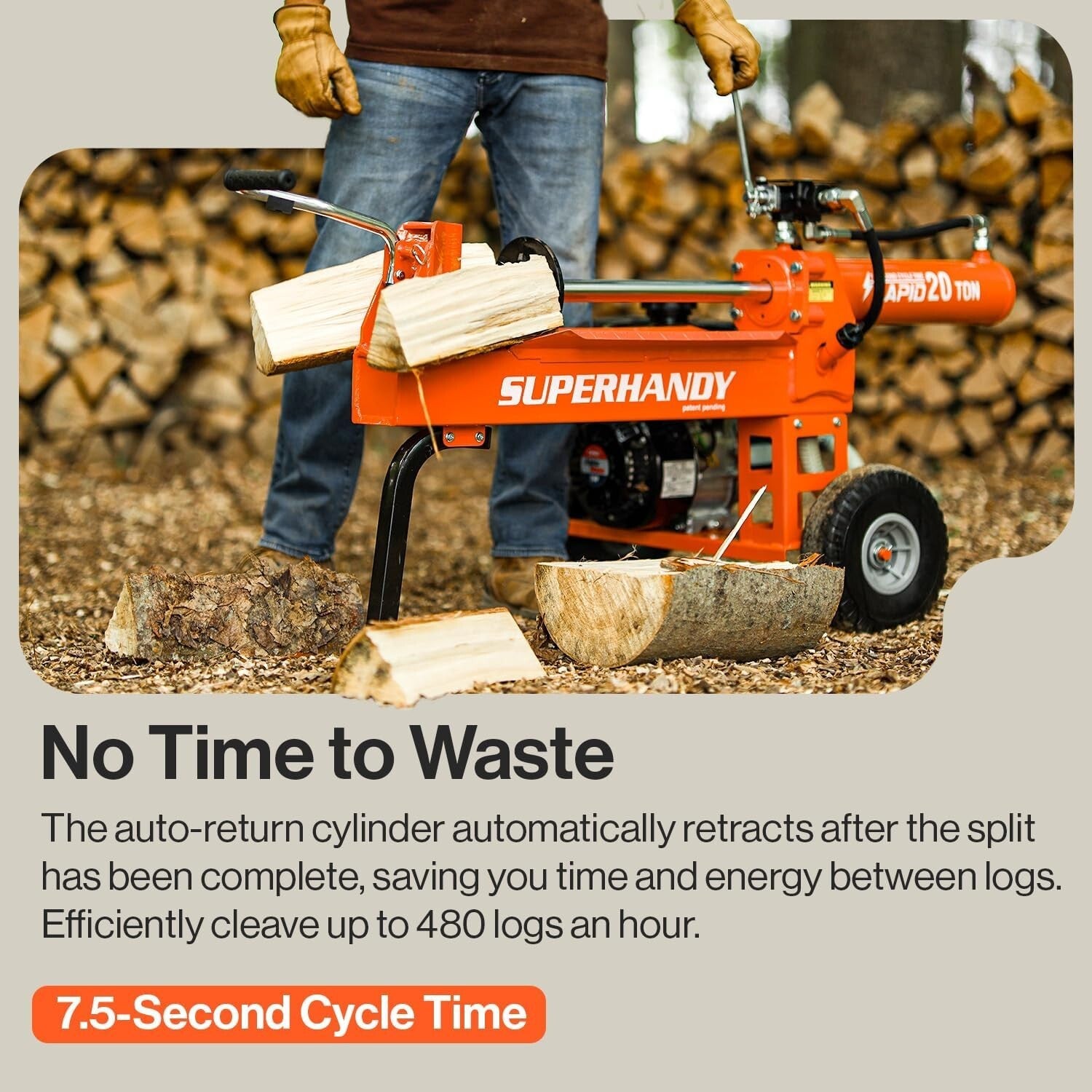 Portable 20 Ton Log Splitter with 7HP Engine for Effortless Firewood Splitting