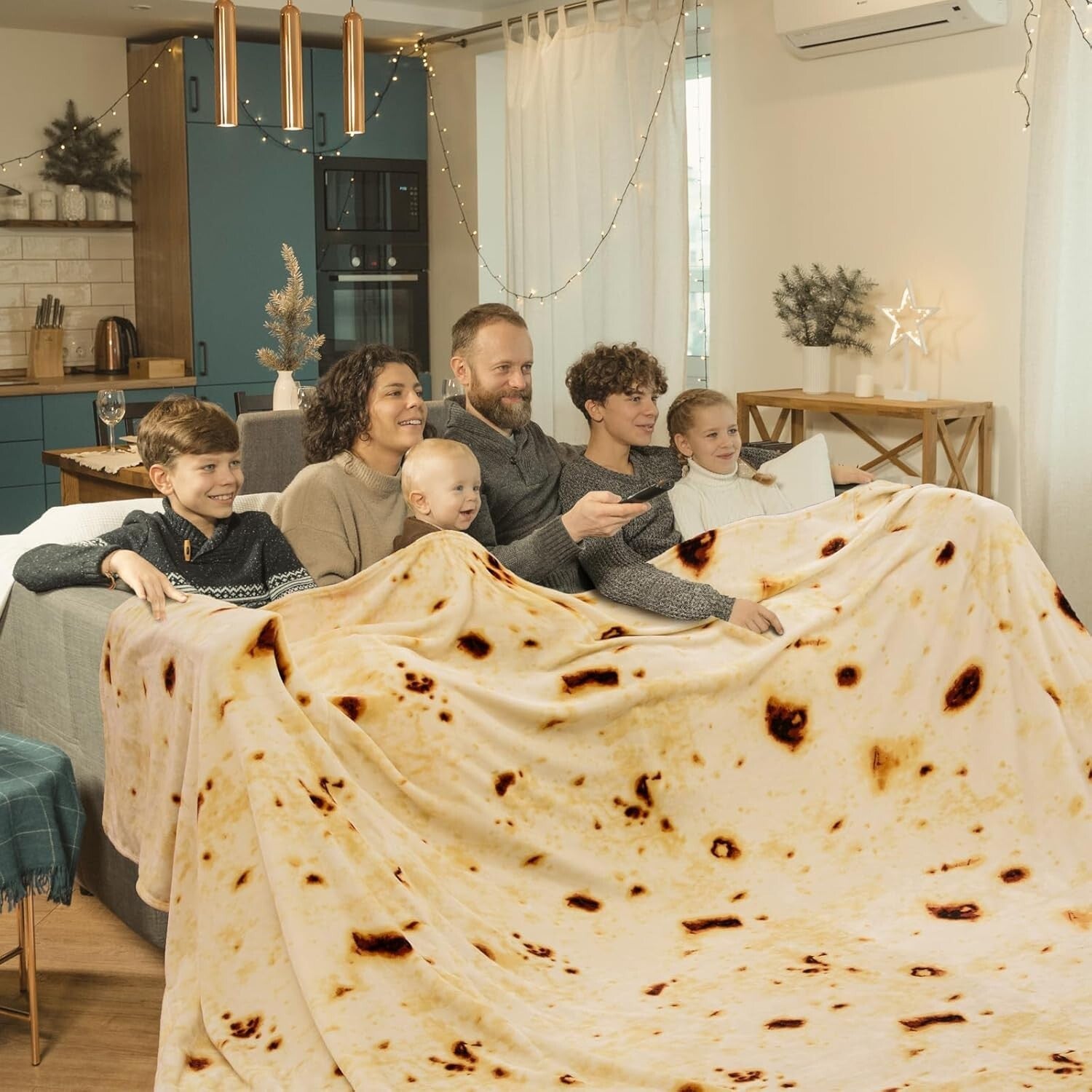 Double-Sided Burrito Tortilla Blanket - 120” Giant Cozy Decor for All Seasons