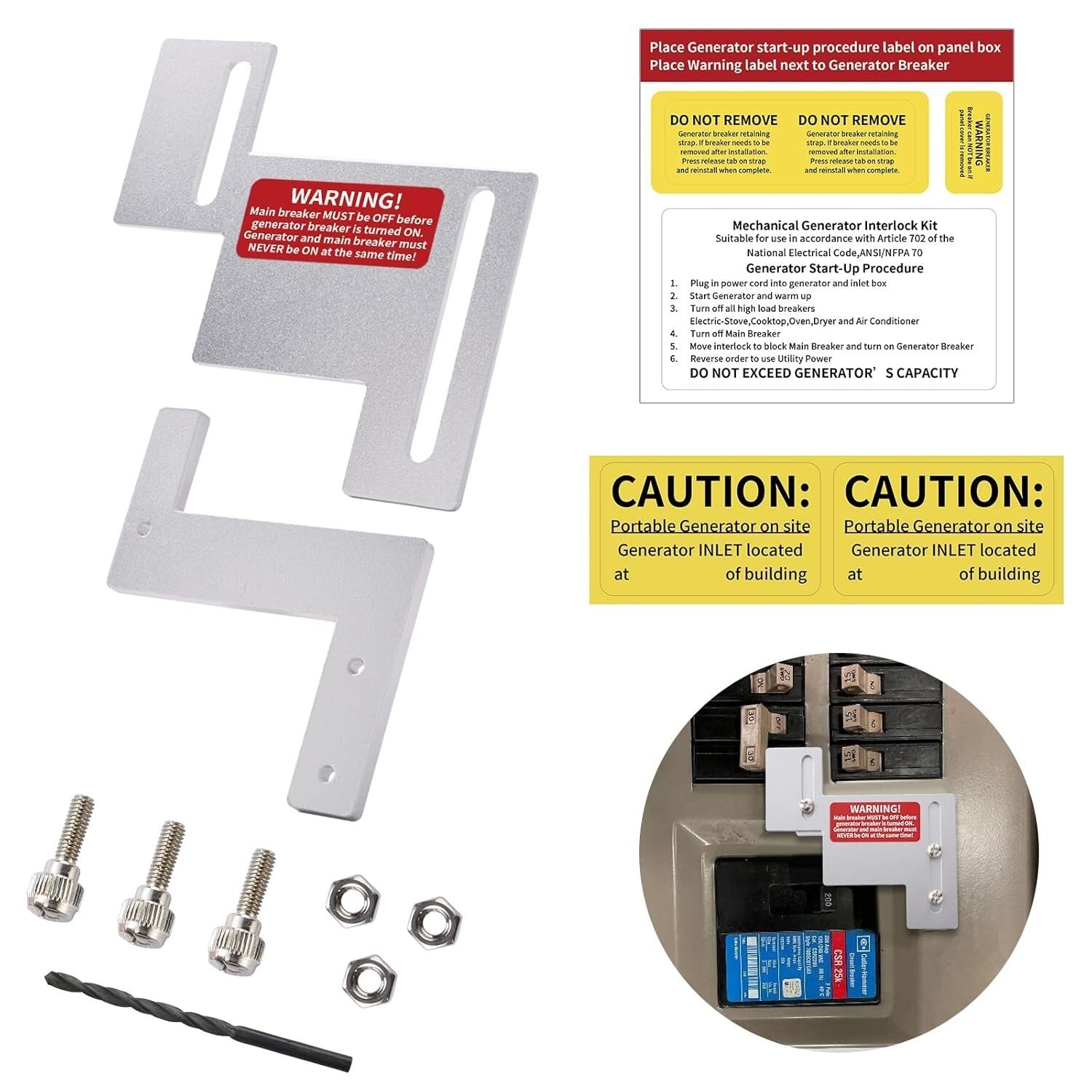 Eaton Cutler Hammer 200 Amp Generator Interlock Kit with Durable Aluminum Plates