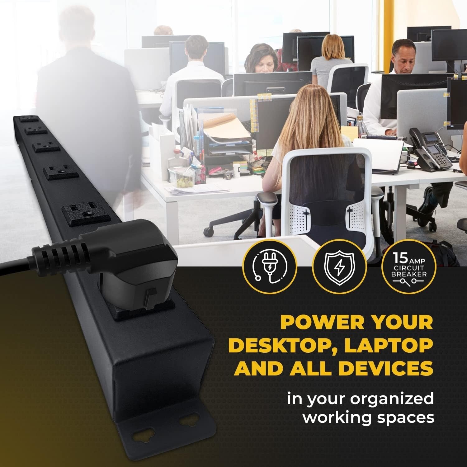 ETL Approved 9-Outlet Vertical Power Strip with 6ft Heavy-Duty Surge Protection