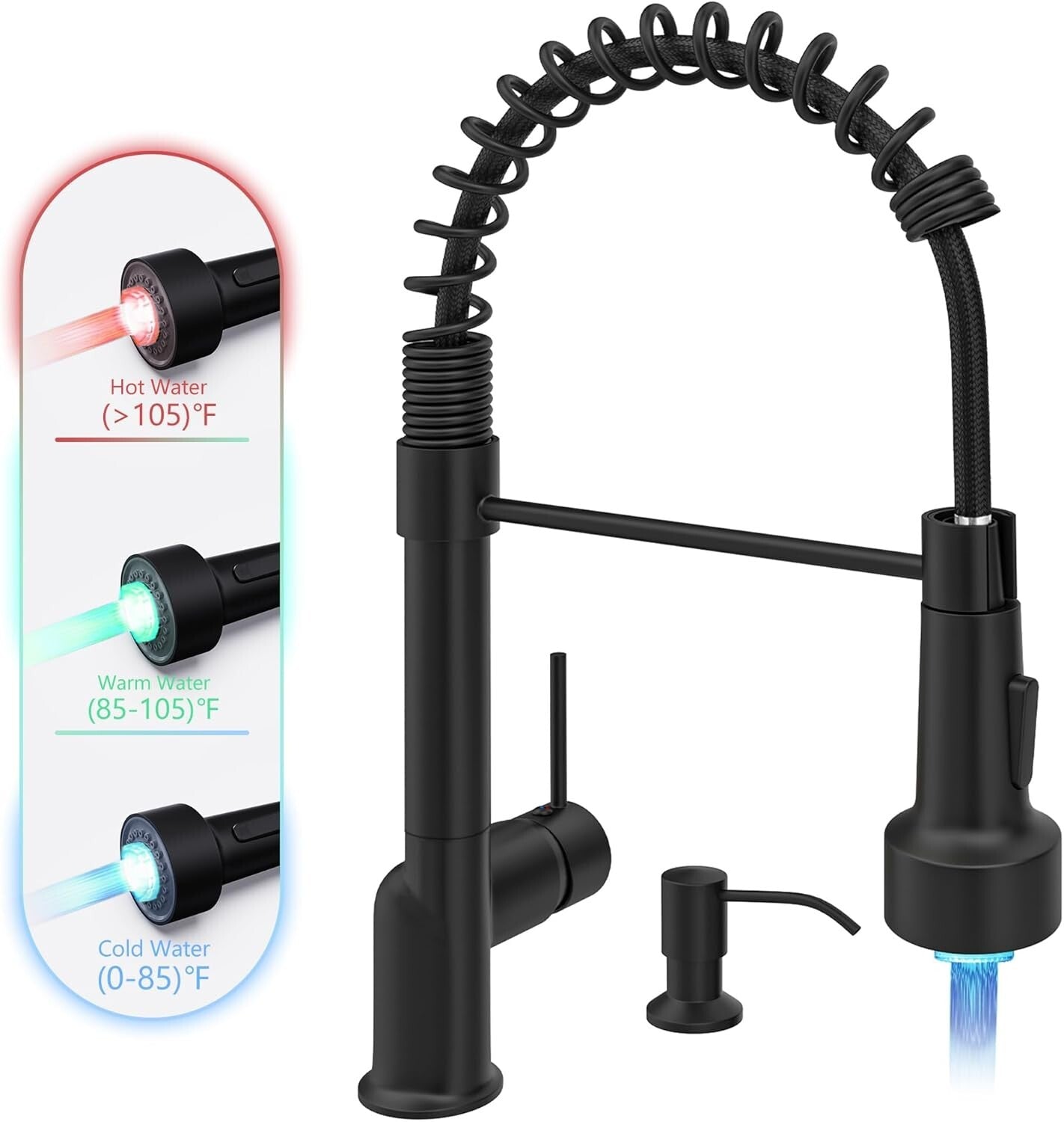 360-Degree Swivel Kitchen Faucet with Dual Function LED Sprayer for Modern Homes