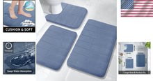 Load image into Gallery viewer, Versatile Denim Blue Memory Foam Bath Mat Set, Machine Washable &amp; Comfortable