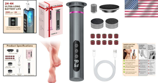Luxurious 2-in-1 Electric Foot File with Replaceable Sandpaper - Durable Design