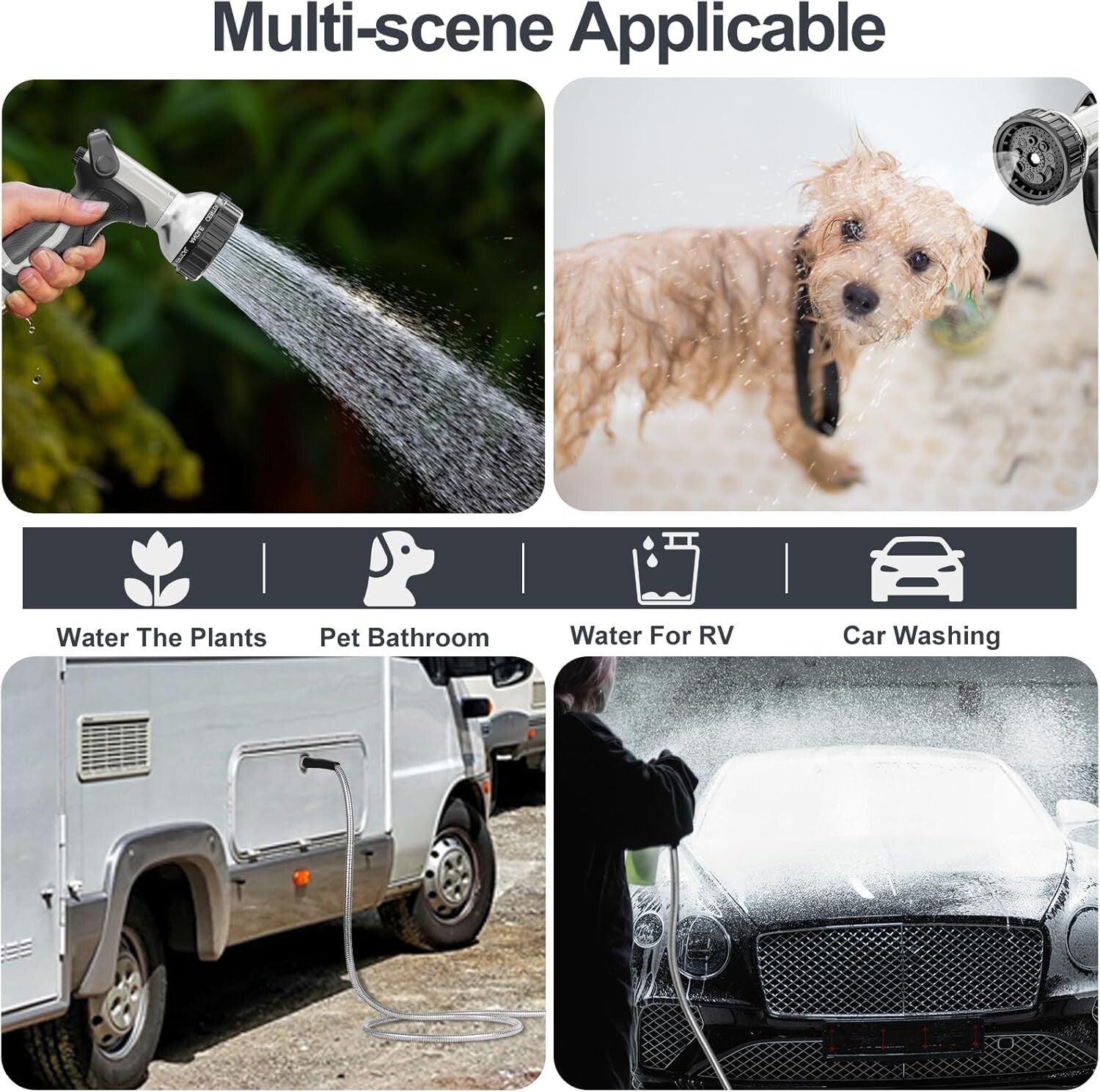 Durable 150ft Garden Water Hose - Tangle-Free, Heavy-Duty with Aluminum Fittings