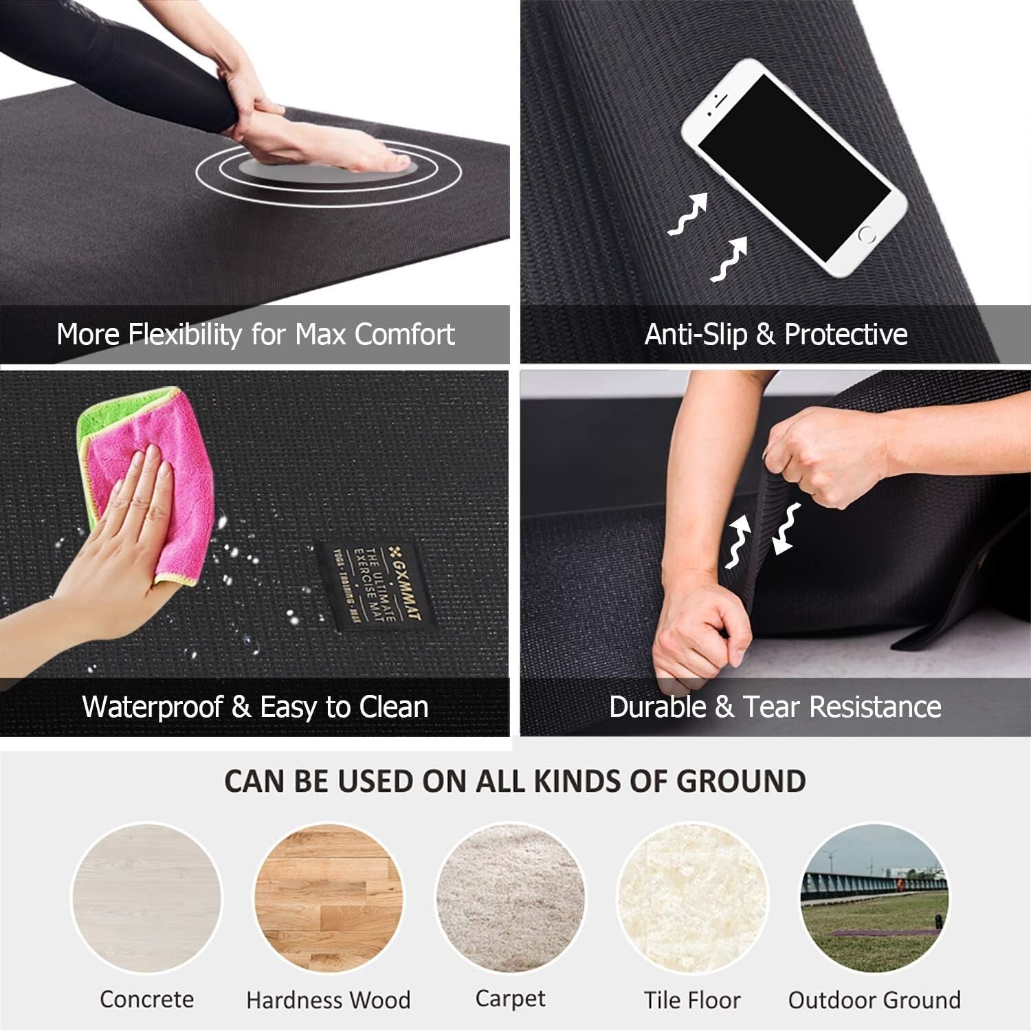 Durable 9mm Memory Foam Yoga Mat - Perfect for Yoga, Pilates, and Meditation