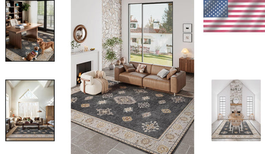 Versatile Non-Slip Carpet 9'x12' - Perfect for Bedroom, Living Room & More