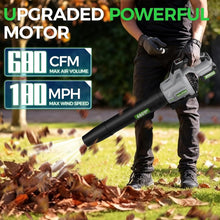 Load image into Gallery viewer, High-Power Cordless Leaf Blower with Adjustable Speed &amp; Battery Charger Included
