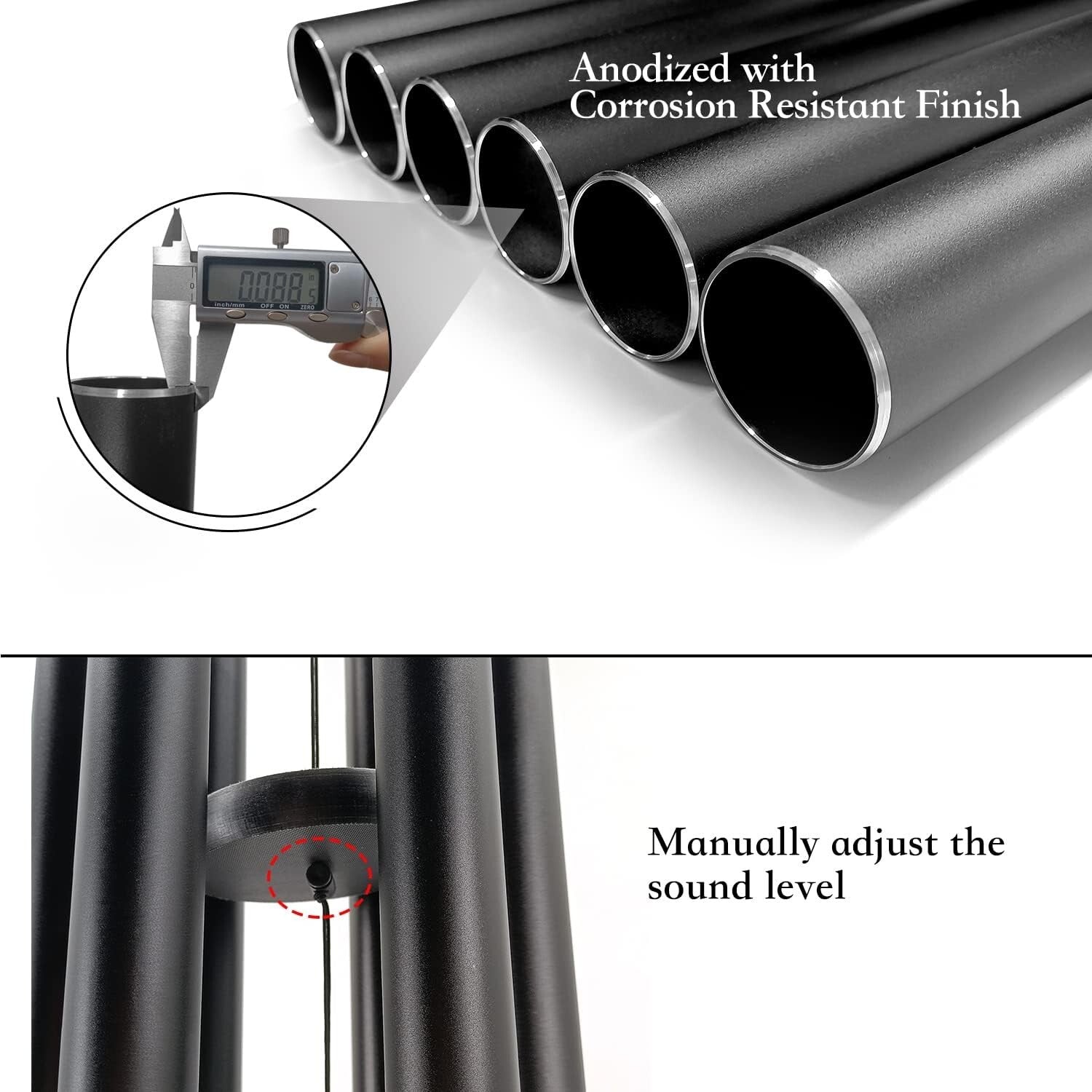 Elegantly Crafted 66-Inch Outdoor Wind Chimes - Perfect Sympathy Gift in Black