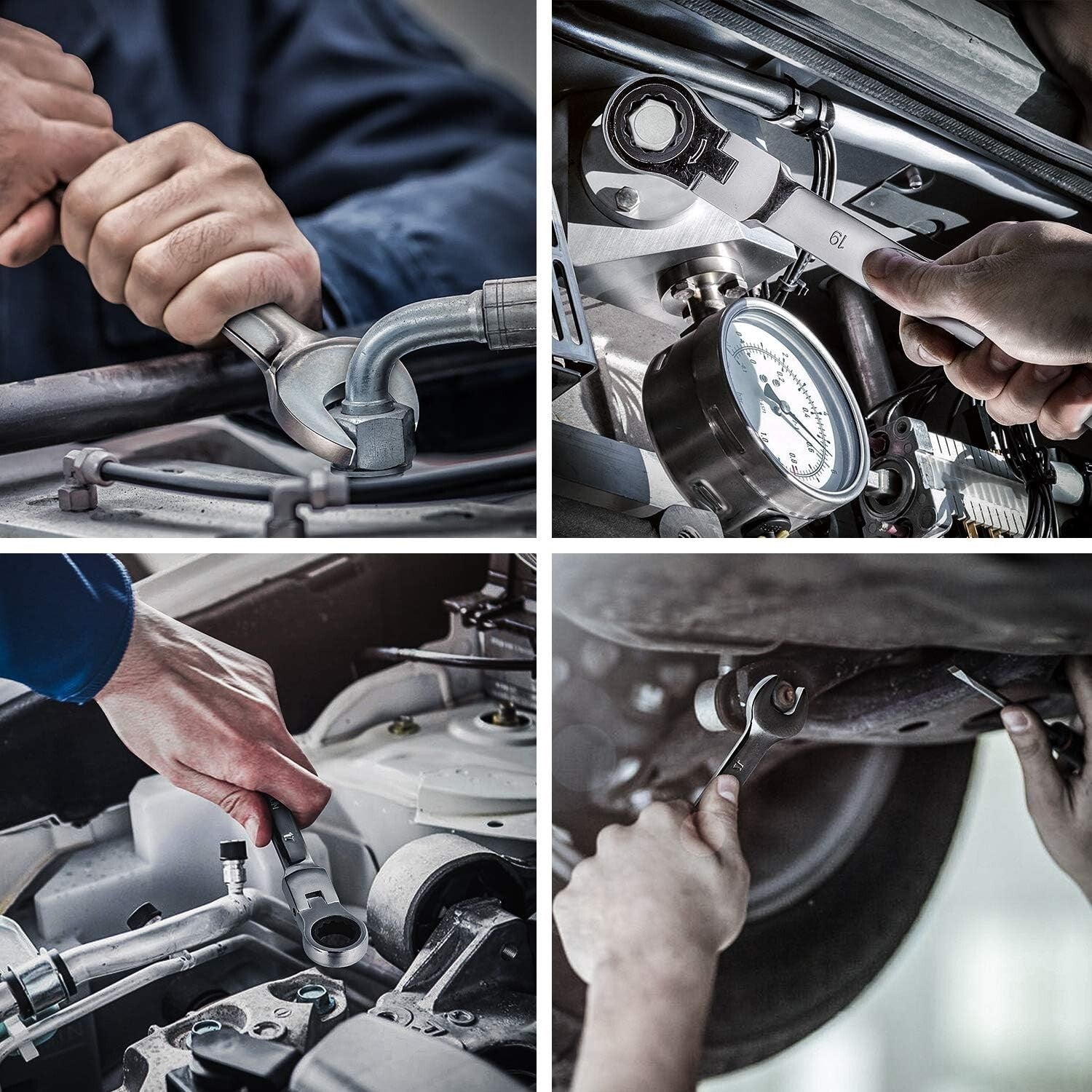 12-Piece Flex-Head Metric Ratcheting Wrench Set (8mm-19mm) - Chrome Vanadium