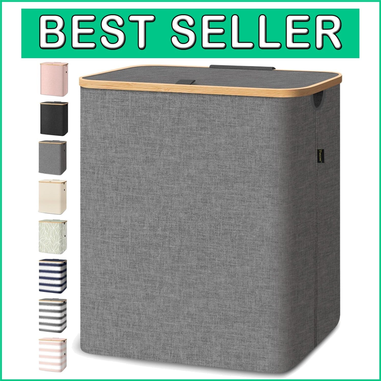 Elegant 36 Gal Bamboo Laundry Hamper with Lid - Portable and Durable Design