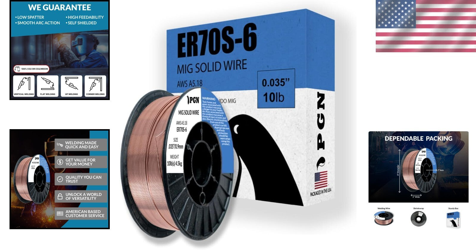 ER70S-6 MIG Welding Wire .035" - 10lb Spool, Low Splatter, Precision Control