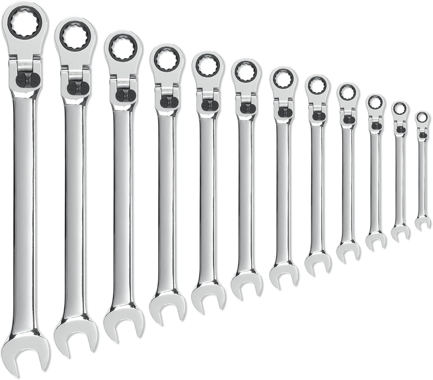 Versatile 12 Pc. Locking Flex Head Metric Wrenches - Ideal for Confined Spaces