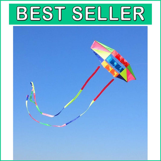 Durable Nylon Rainbow Box Kite - 98-Inch Large with Pre-assembled Convenience