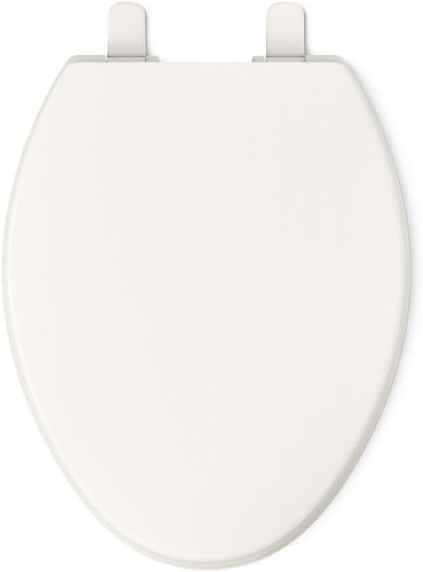 Easy Install Biscuit Quiet-Close Elongated Toilet Seat with Grip-Tight Bumpers