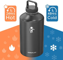 Load image into Gallery viewer, Magic Black 128 oz Insulated Water Jug with Straw &amp; 3 Lids - Ultimate Hydration