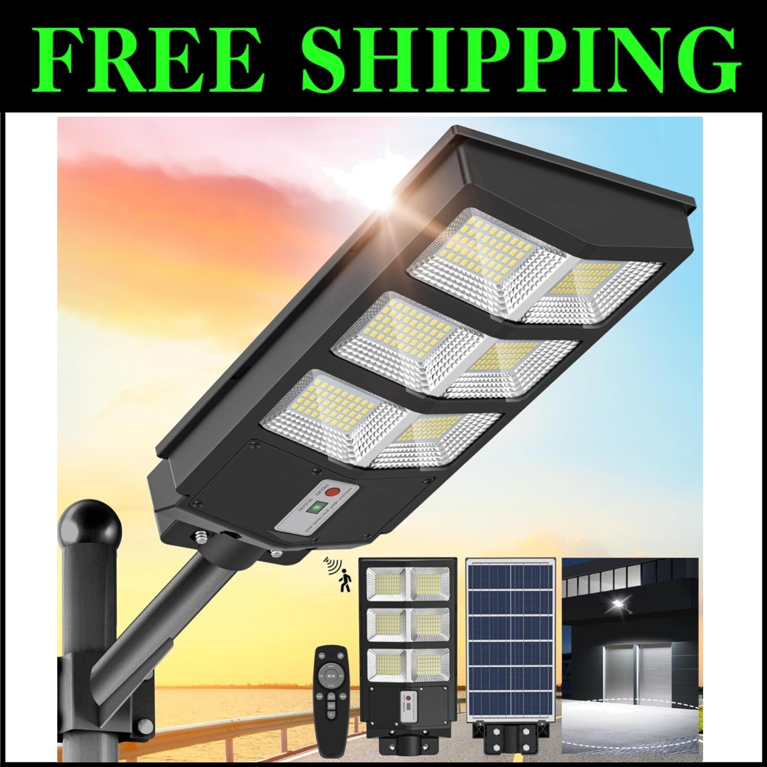 Intelligent Motion Sensor Solar Lights - 270 LED Outdoor Floodlight with Remote