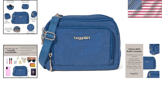 Lightweight RFID-Protected Women's Crossbody Bag with Wallet - Versatile Design