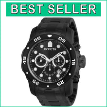 Load image into Gallery viewer, Men's Pro Diver Chronograph Watch - Black Stainless Steel, 200m Water Resistant