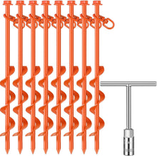 Load image into Gallery viewer, Versatile 8 Pcs Heavy-Duty Ground Anchors - 12" Orange Stakes for Camping &amp; More