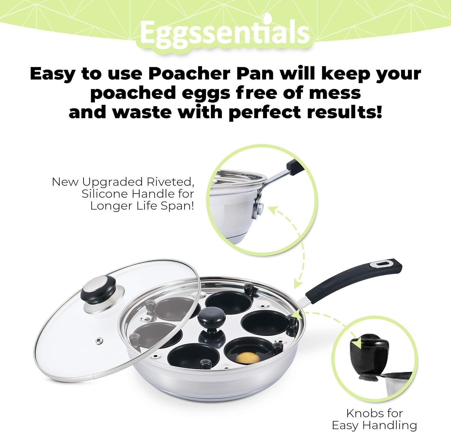 Deluxe Non-Stick PFOA-Free Egg Poacher Pan – 6 Cup Stainless Steel Cooker